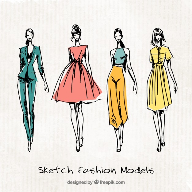 Fashion designer clothes sketches